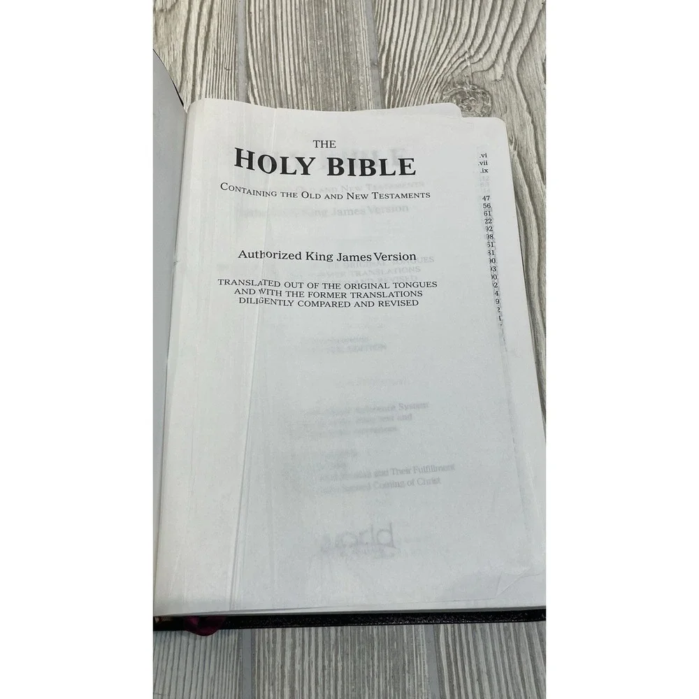 World Holy Bible KJV Giant Print Reference Red Letter Burgundy Bonded Leather